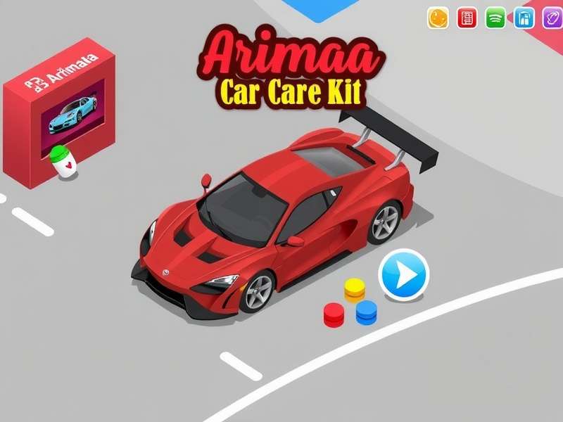 Arimaa board with cleaning tools and polish arranged around it, showcasing the Arimaa Car Care Kit approach