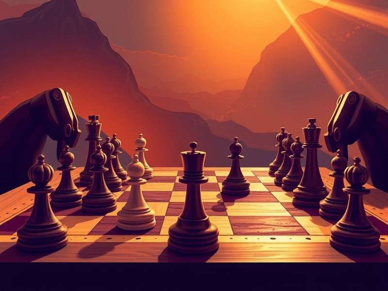 Arimaa Chess board with gold and silver pieces arranged in starting position