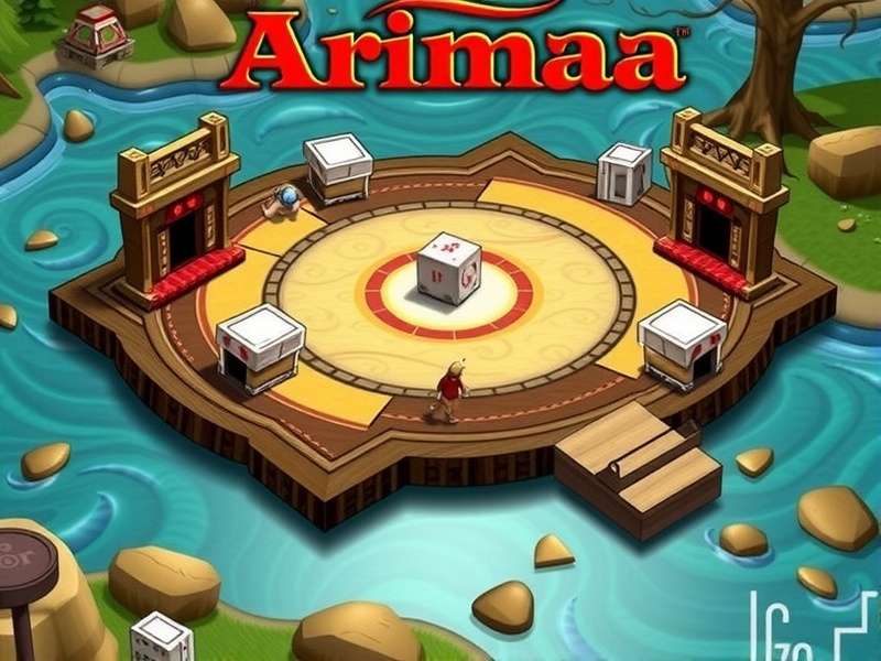 Arimaa board game set up with wooden pieces on a beautiful board, ready for play